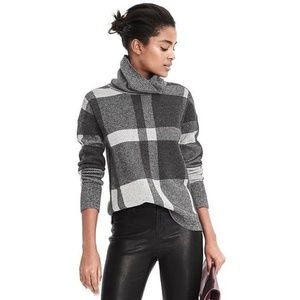 Plaid Wool Turtleneck Sweater